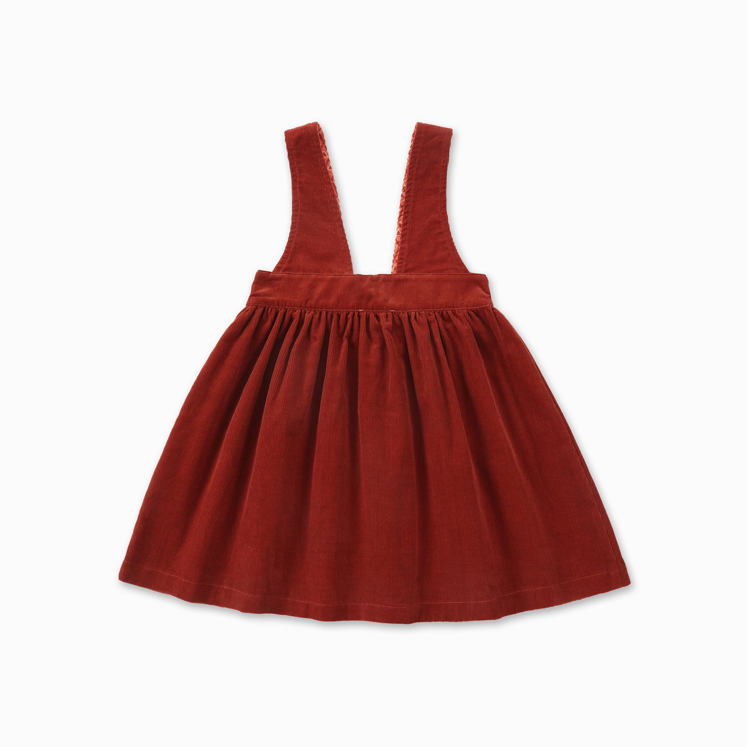 Geometric Cotton Corduroy Jumper Dress - Burnt Orange | Girls
