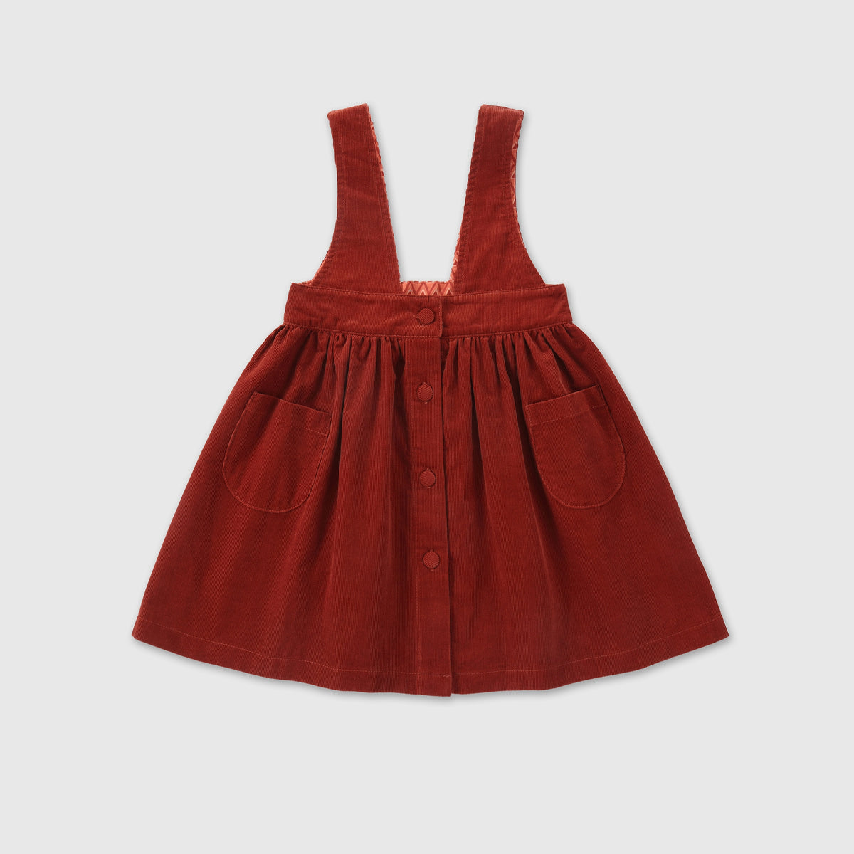 Geometric Cotton Corduroy Jumper Dress - Burnt Orange | Girls